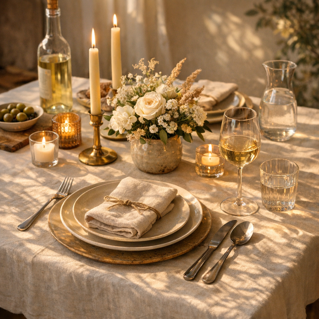 Composer la table avec des ombres flatteuses et des couleurs lisibles