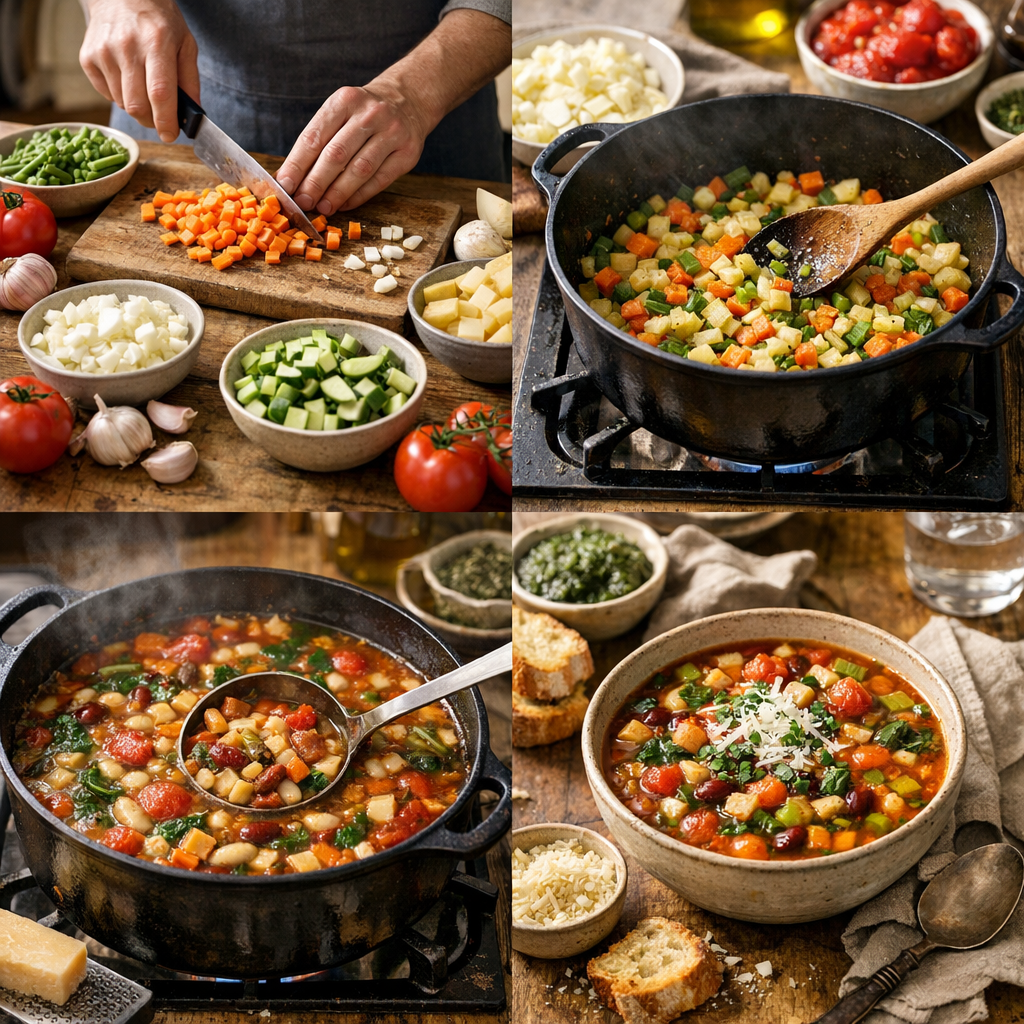 Préparation : la recette du minestrone italien, étape par étape