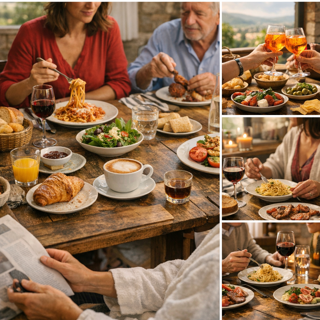 Comment mangent les Italiens au quotidien : horaires, structure du repas et codes de table