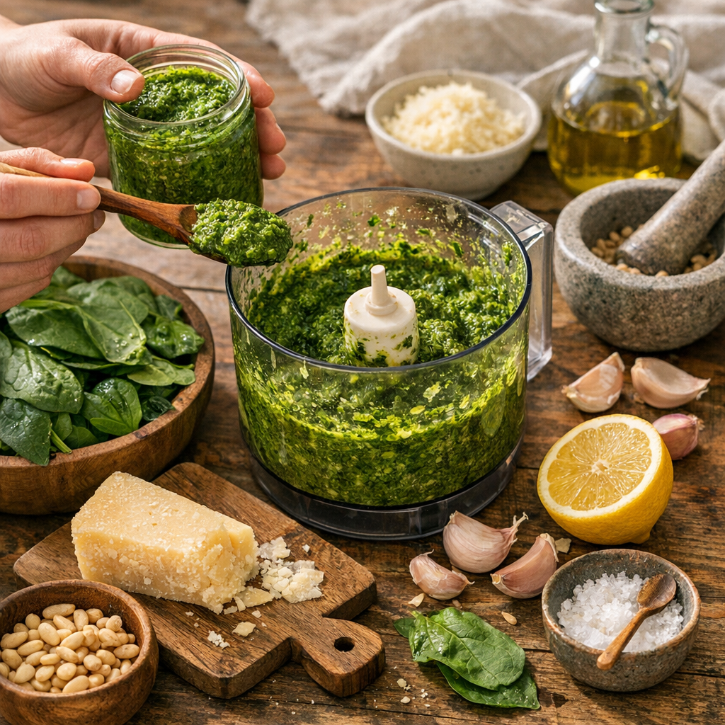 Comment faire un pesto bien vert ?