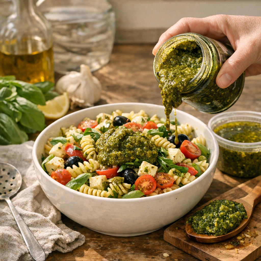 La vraie erreur avec le pesto du commerce pour une salade de pâtes