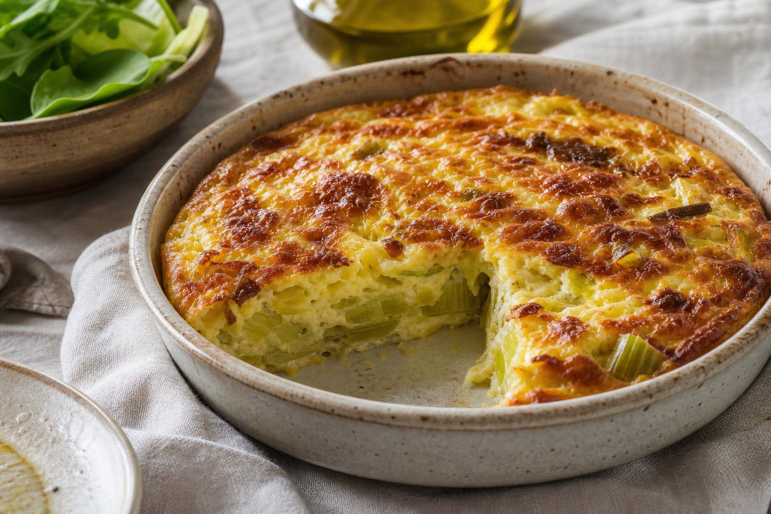 Quiche aux poireaux sans pâte : légère et bien tenue