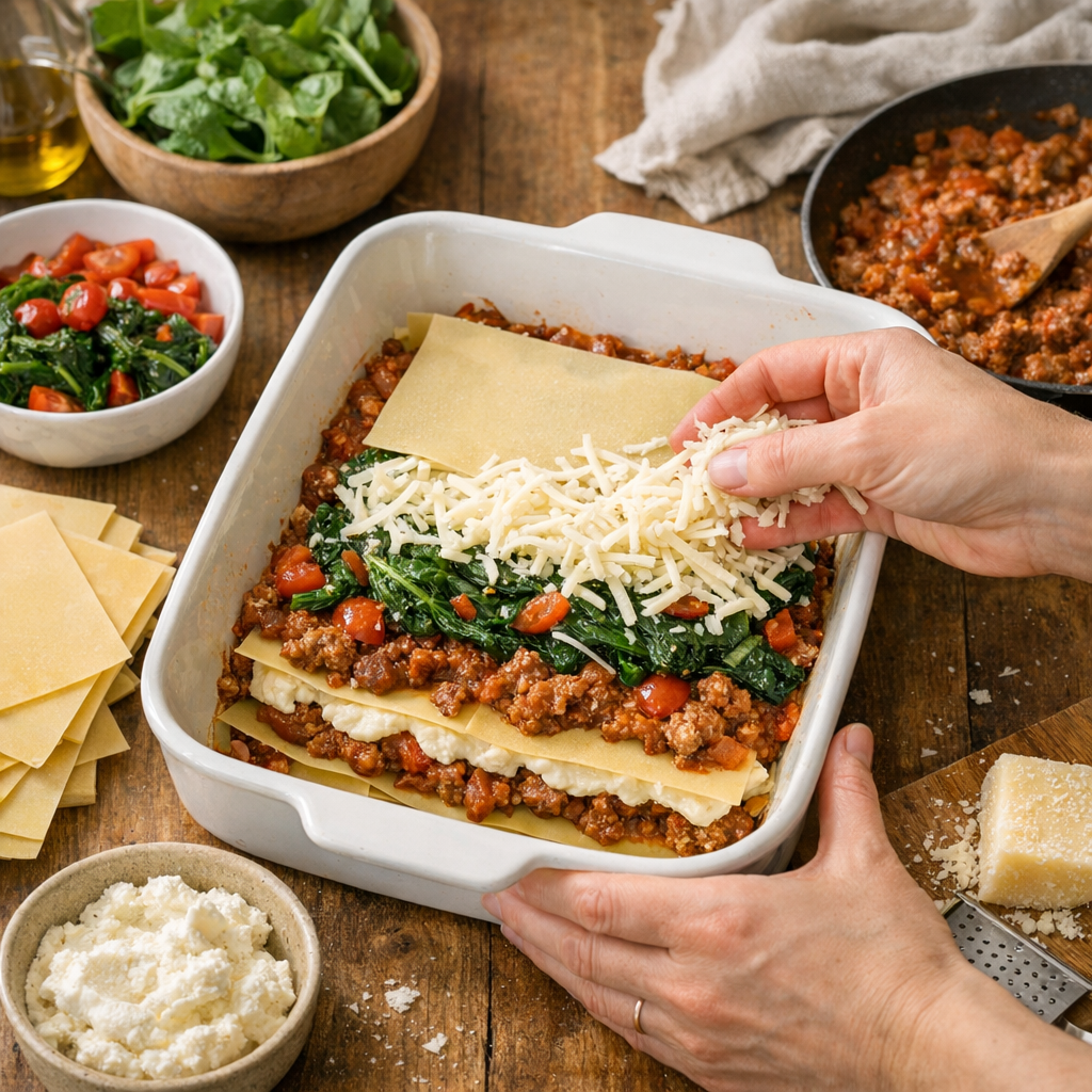 Préparation : le bon ordre des couches pour des lasagnes sans béchamel moelleuses