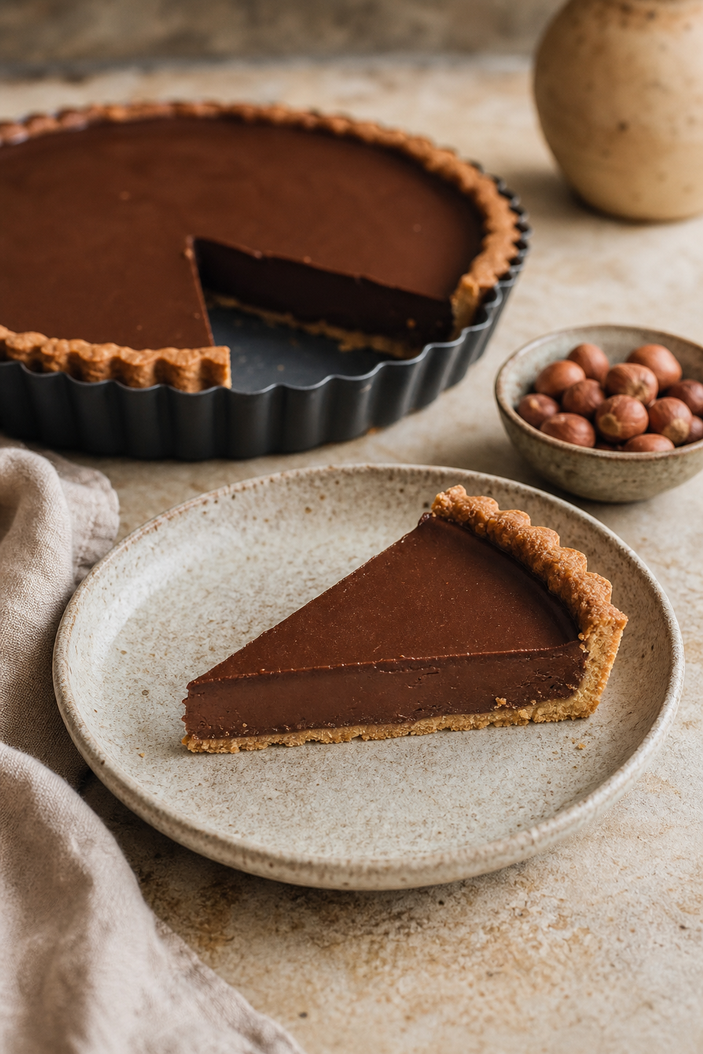 Tarte au chocolat facile avec pâte sablée prête