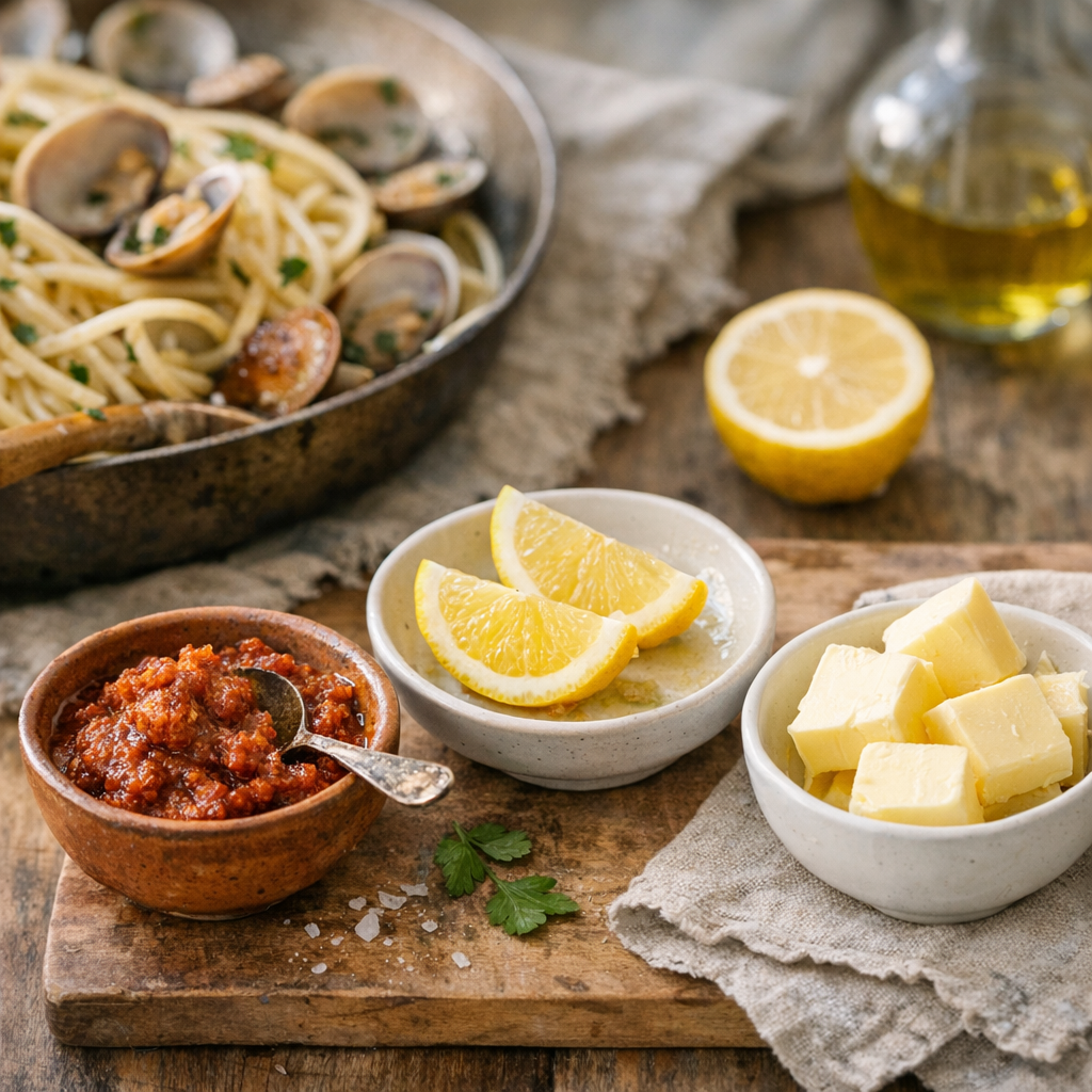 Comment corriger une sauce aux palourdes trop linéaire sans trahir le plat : ’nduja, citron ou beurre froid ?