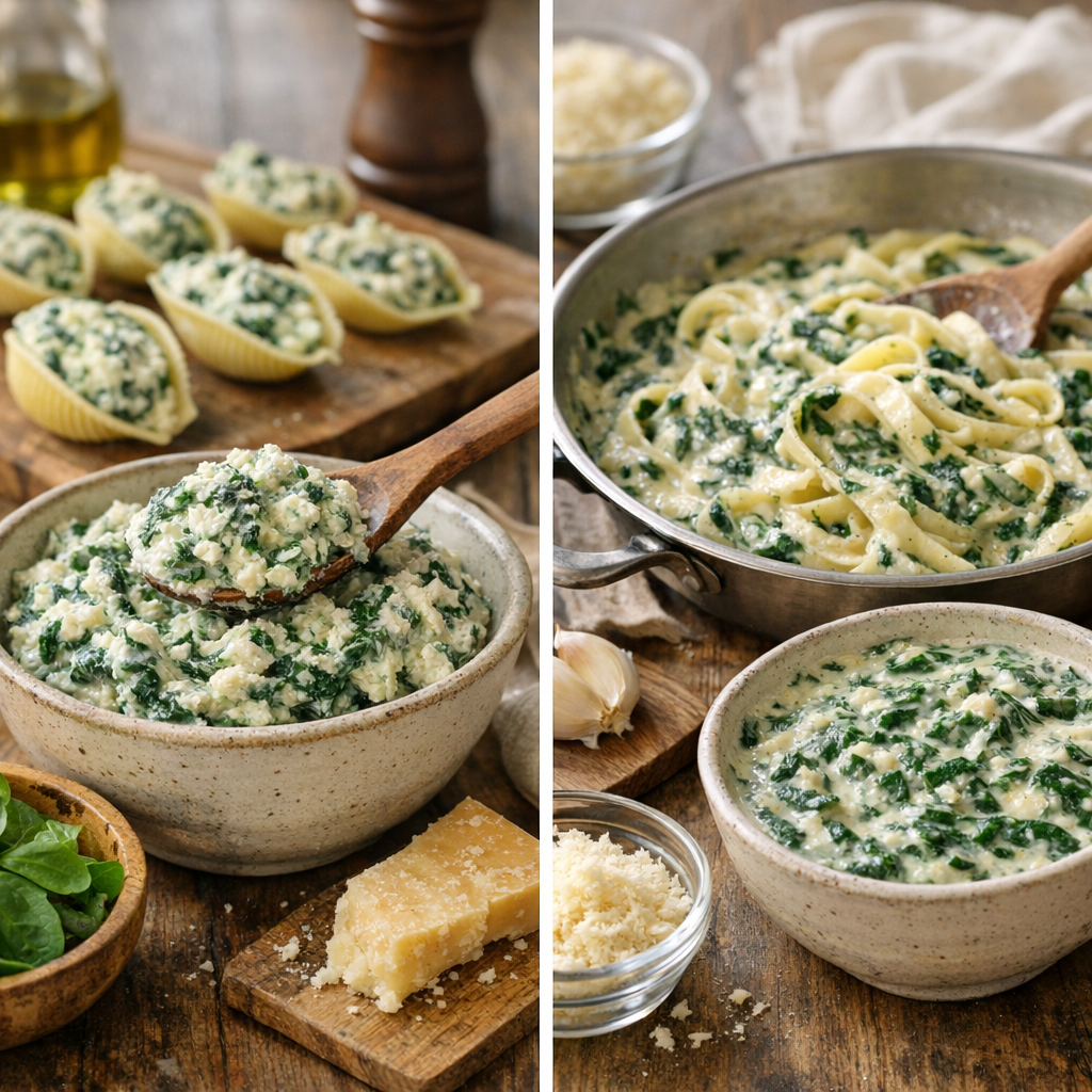 Comment adapter la proportion ricotta/épinards selon qu’on prépare une farce à tenir au four ou une sauce pour des pâtes