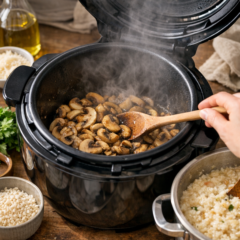 Comment cuire des champignons de Paris au Cookeo sans détremper le risotto
