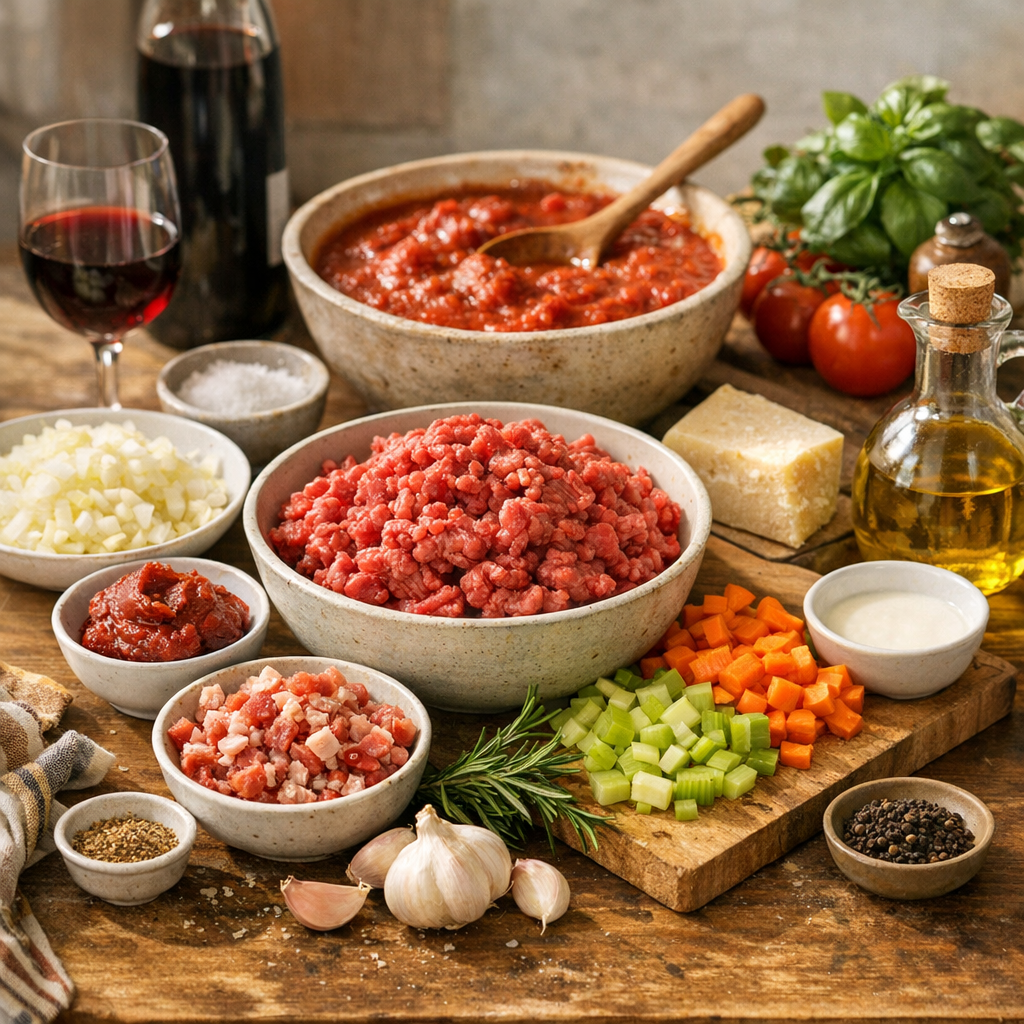 Ingrédients : la base qui fait passer d’une sauce tomate à la viande à un ragù d’inspiration italienne