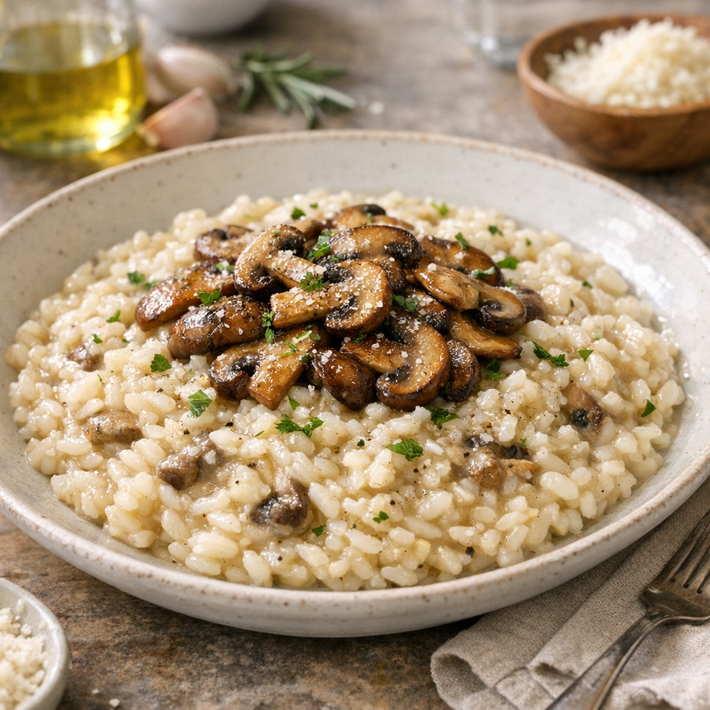 Risotto champignon Thermomix : texture, vin et astuces