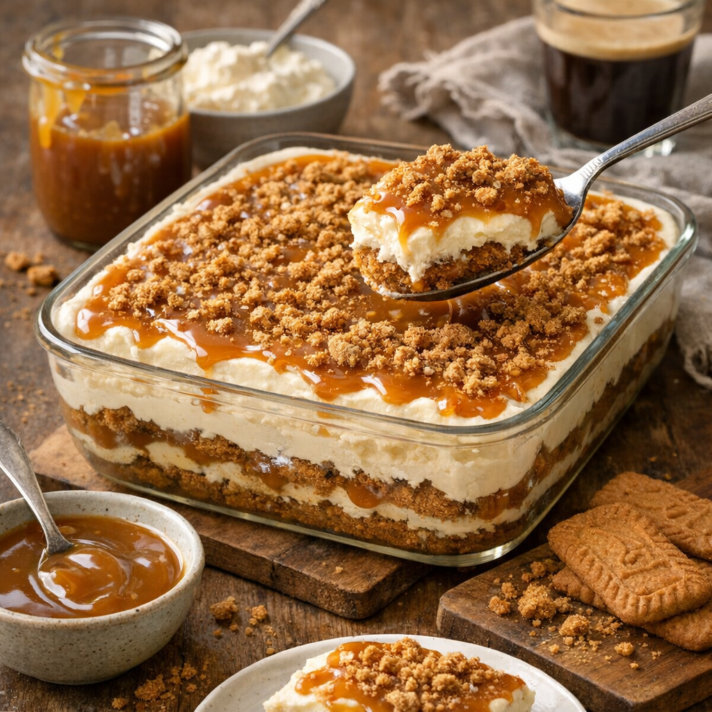 Comment faire un tiramisu bien ferme avec des spéculoos et du caramel