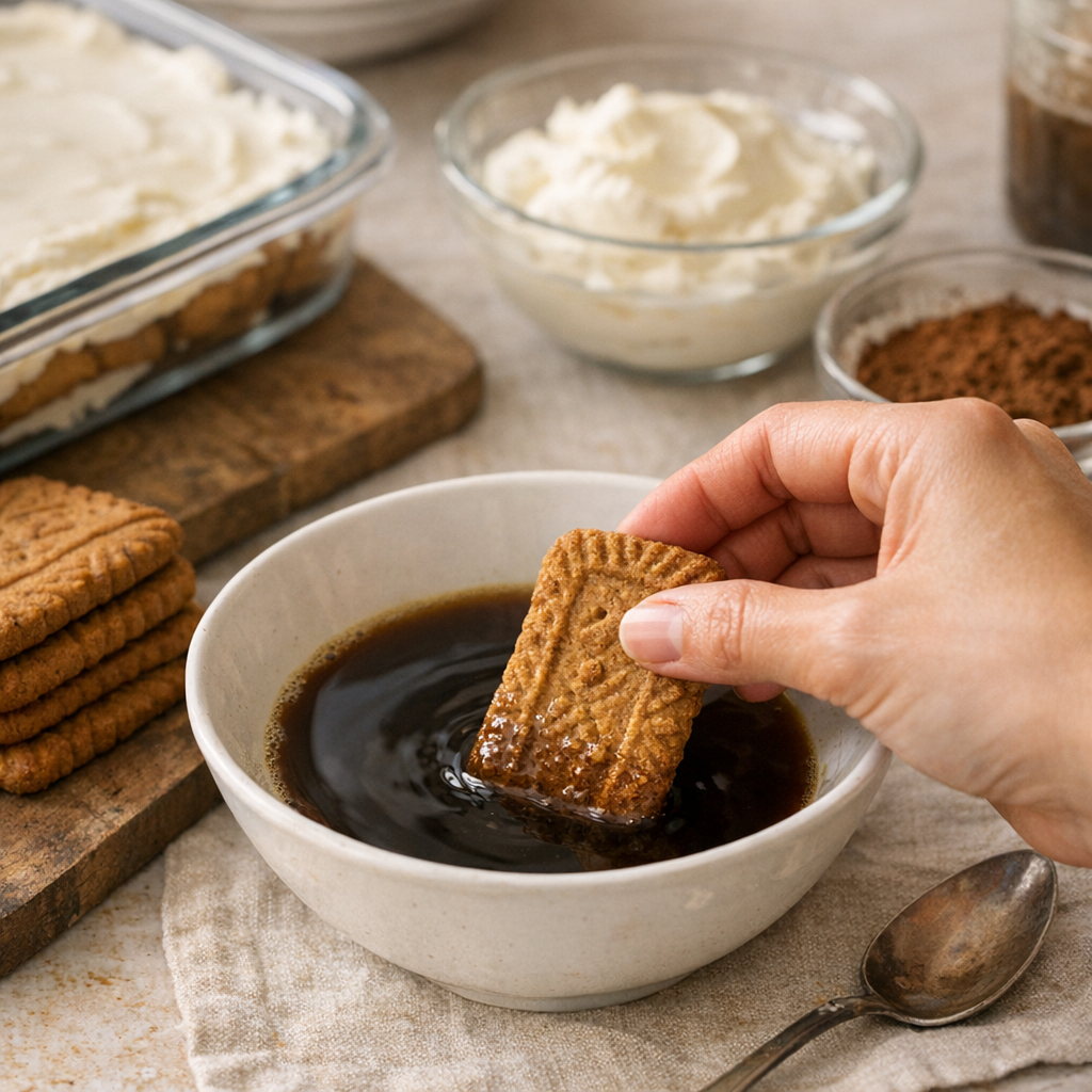 Le vrai point de bascule n°1 : imbiber les spéculoos très brièvement, pas les noyer
