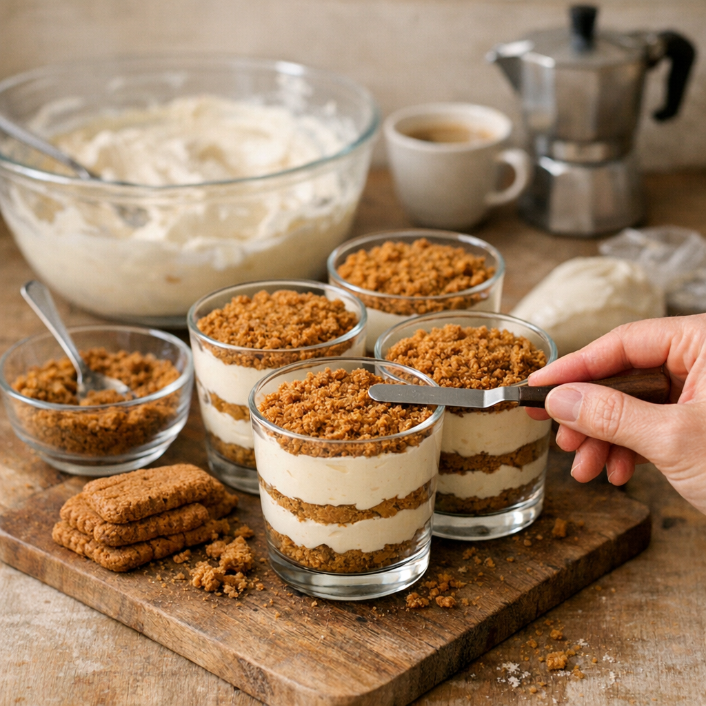 Préparation : la méthode pour des verrines de tiramisu spéculoos nettes et stables