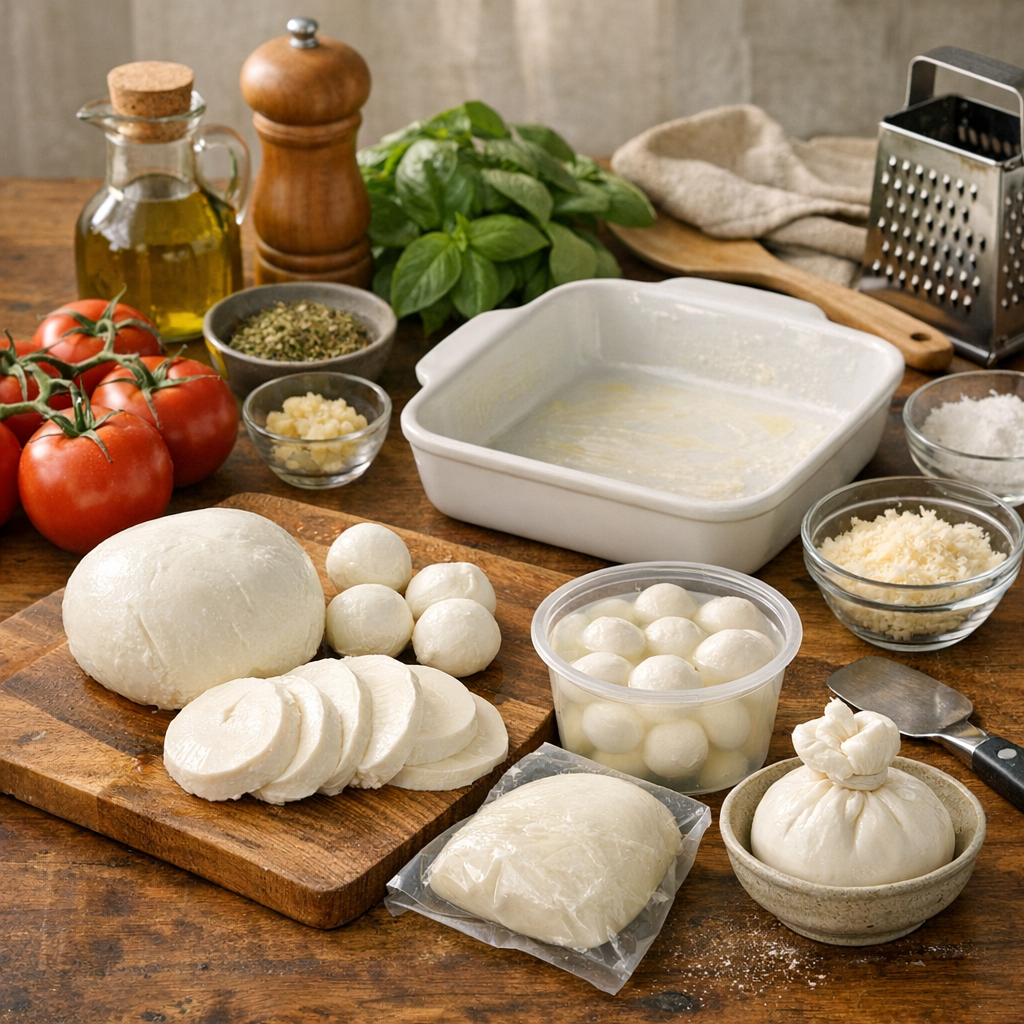 Ingrédients, matériel et choix de mozzarella pour un gratin net