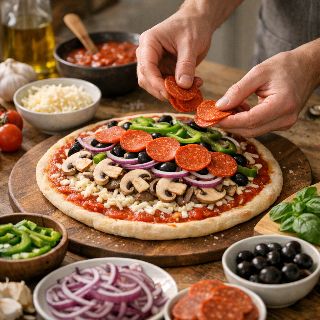 Dans quel ordre garnir une pizza pour que la garniture tienne vraiment ?